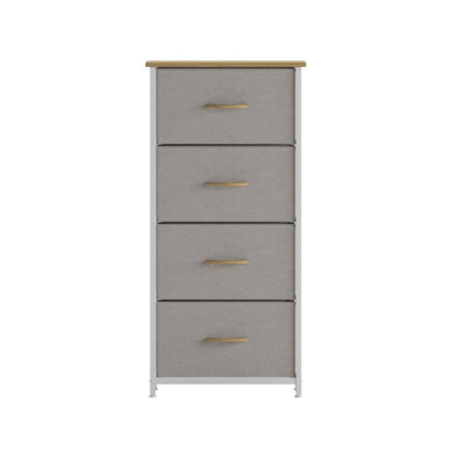 4 Drawer Dresser Storage Organizer, Beige Drawers/White Frame