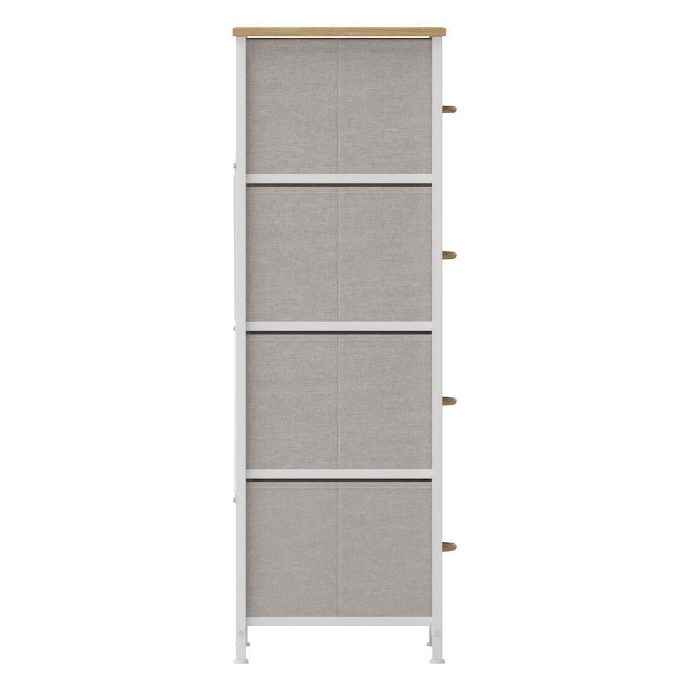 4 Drawer Dresser Storage Organizer, Beige Drawers/White Frame