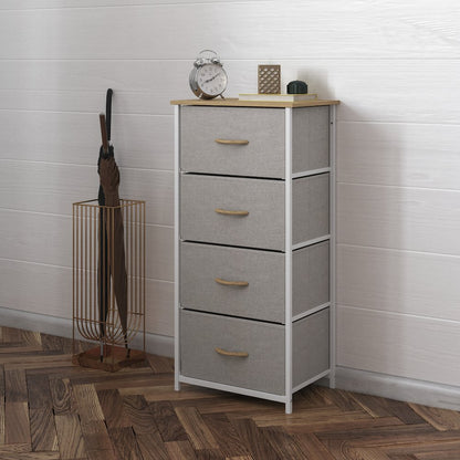 4 Drawer Dresser Storage Organizer, Beige Drawers/White Frame