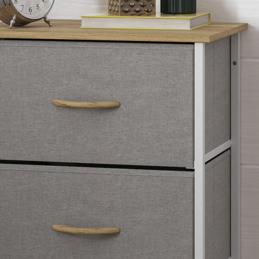 4 Drawer Dresser Storage Organizer, Beige Drawers/White Frame