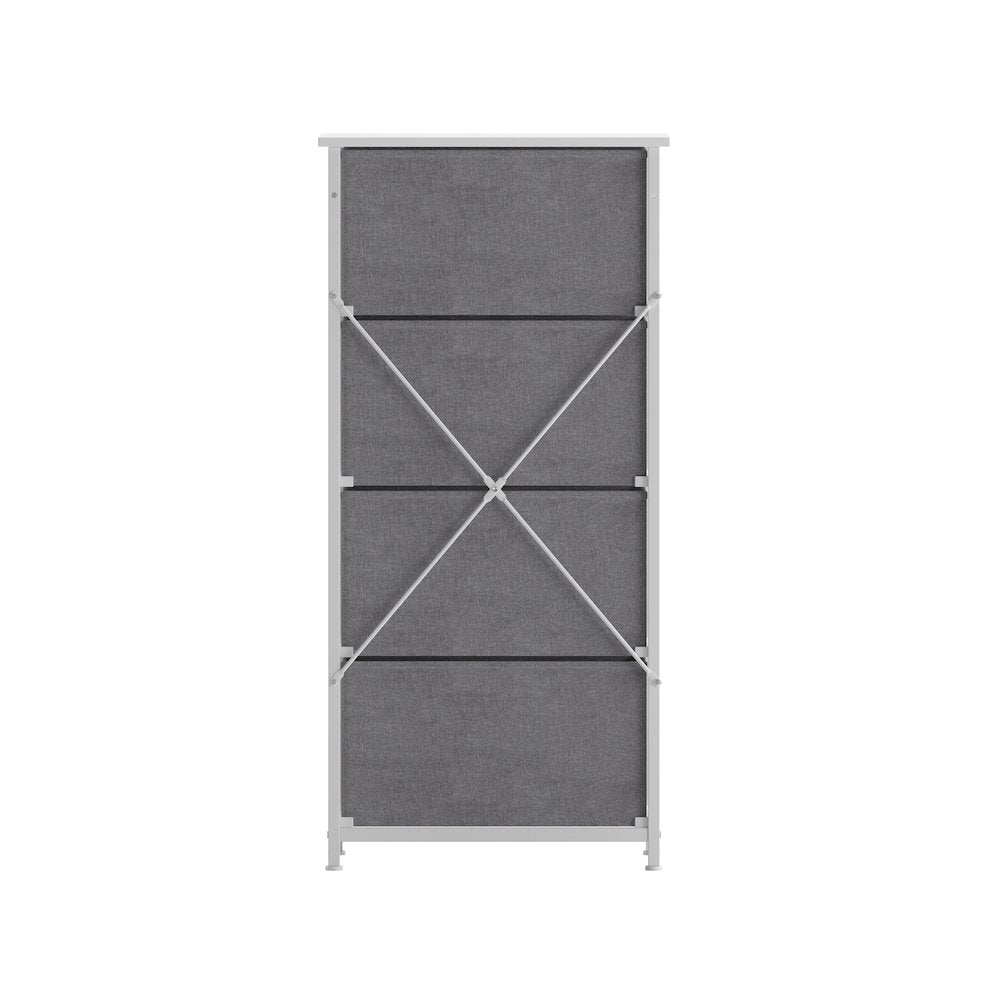 4 Drawer Dresser Storage Organizer, Gray Drawers/White Frame