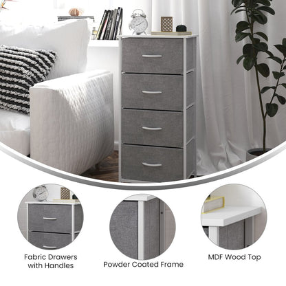 4 Drawer Dresser Storage Organizer, Gray Drawers/White Frame