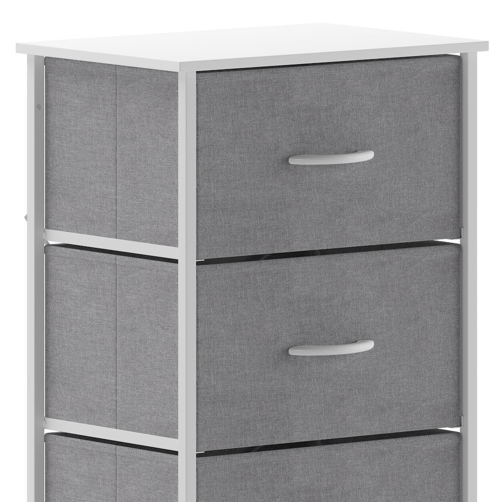 4 Drawer Dresser Storage Organizer, Gray Drawers/White Frame