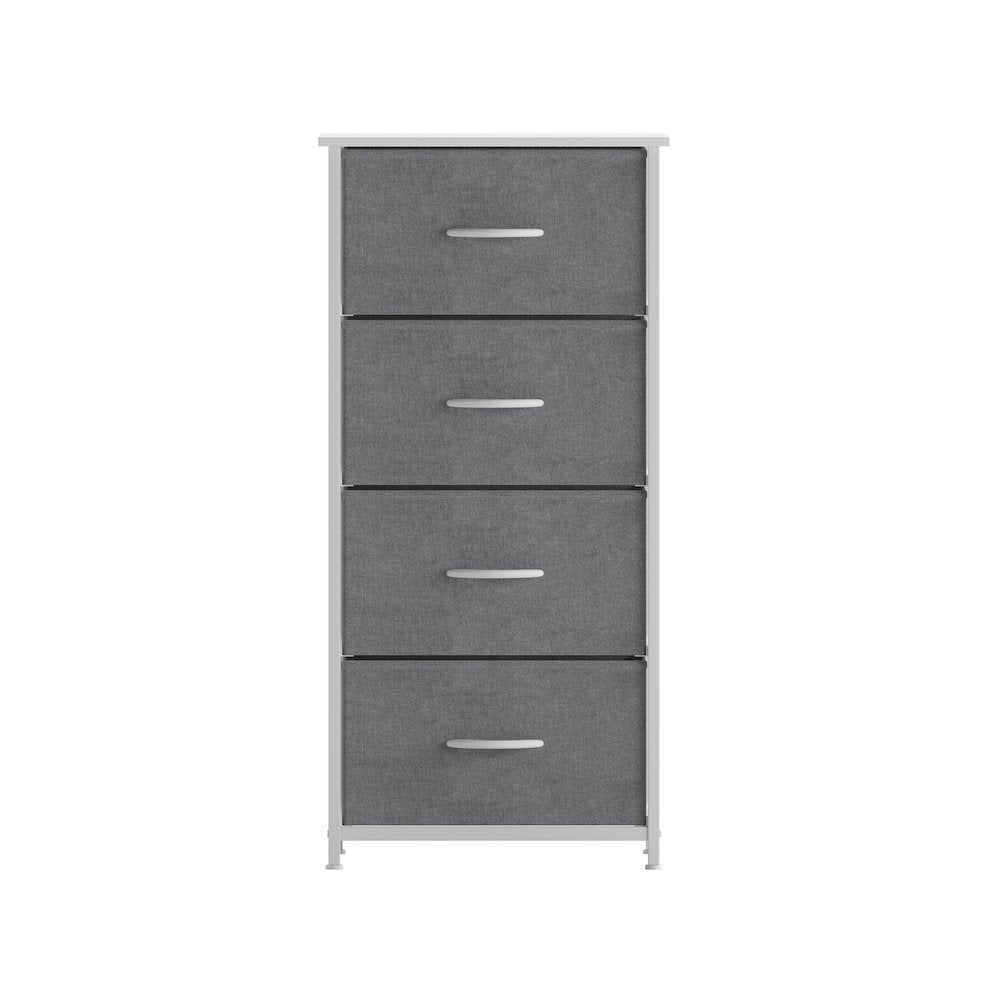4 Drawer Dresser Storage Organizer, Gray Drawers/White Frame