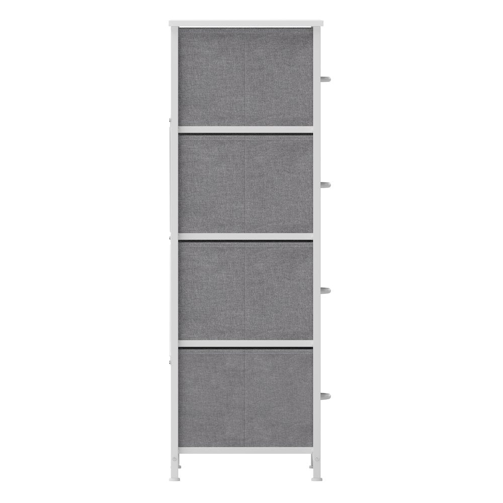 4 Drawer Dresser Storage Organizer, Gray Drawers/White Frame