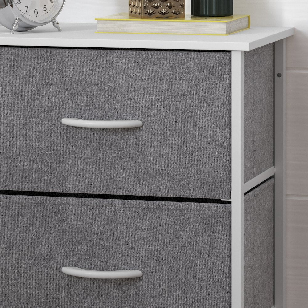 4 Drawer Dresser Storage Organizer, Gray Drawers/White Frame