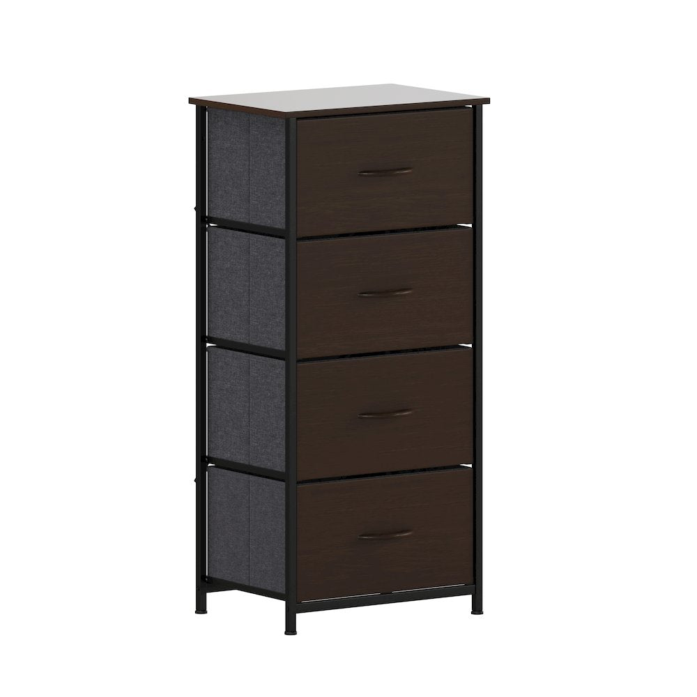 4 Drawer Dresser Storage Organizer, Brown Drawers/Black Frame