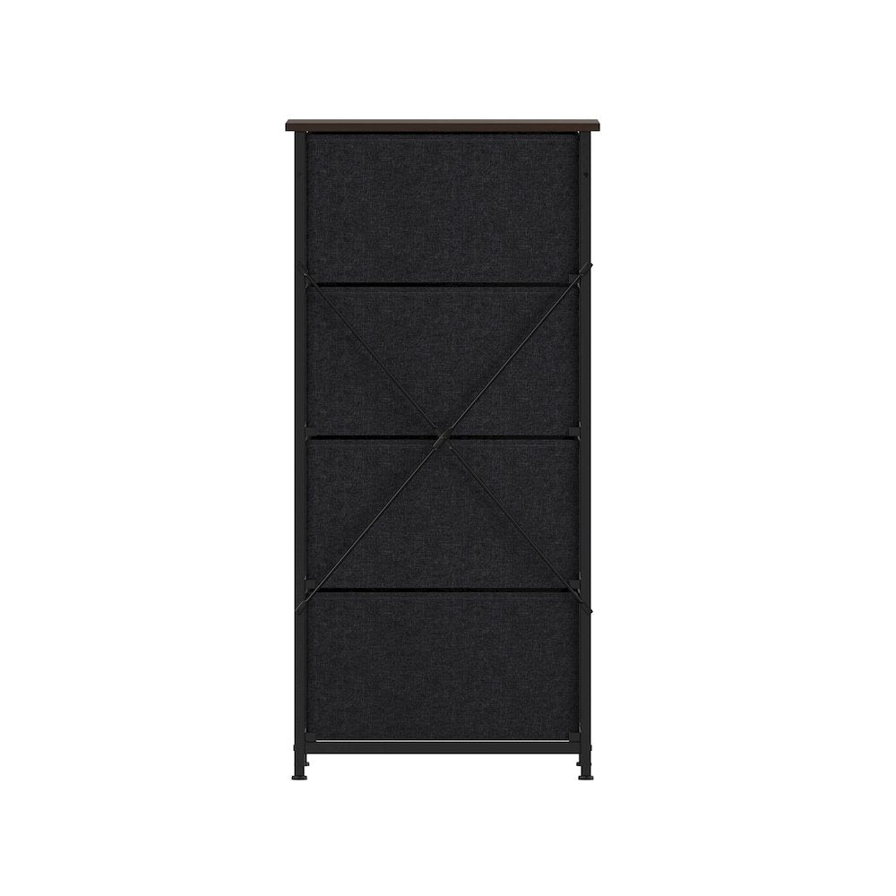 4 Drawer Dresser Storage Organizer, Brown Drawers/Black Frame