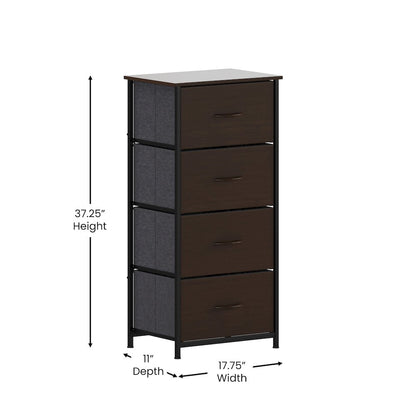 4 Drawer Dresser Storage Organizer, Brown Drawers/Black Frame