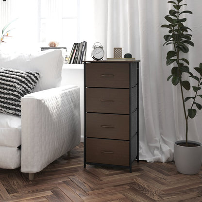 4 Drawer Dresser Storage Organizer, Brown Drawers/Black Frame