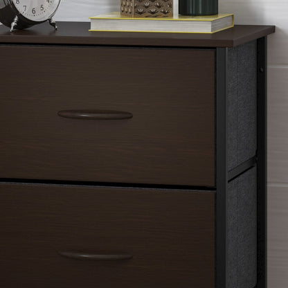 4 Drawer Dresser Storage Organizer, Brown Drawers/Black Frame