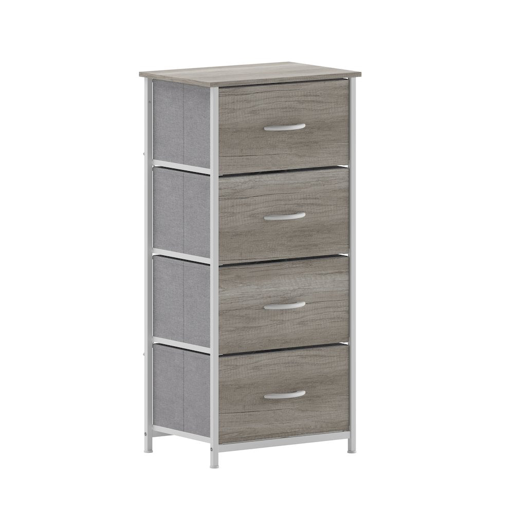 4 Drawer Dresser Storage Organizer, Light Natural Drawers/White Frame