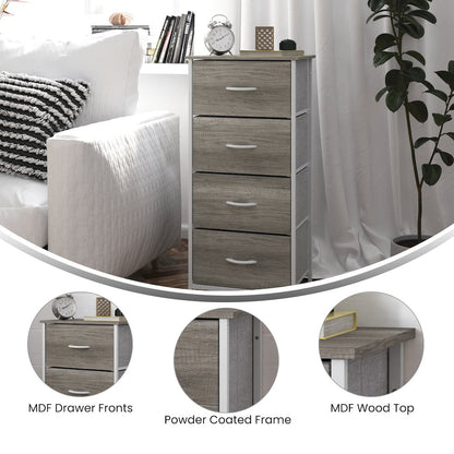 4 Drawer Dresser Storage Organizer, Light Natural Drawers/White Frame