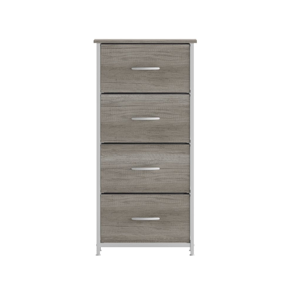 4 Drawer Dresser Storage Organizer, Light Natural Drawers/White Frame