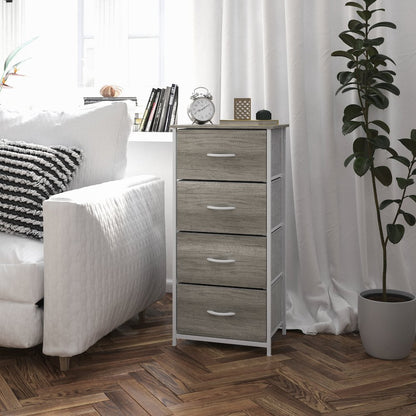 4 Drawer Dresser Storage Organizer, Light Natural Drawers/White Frame