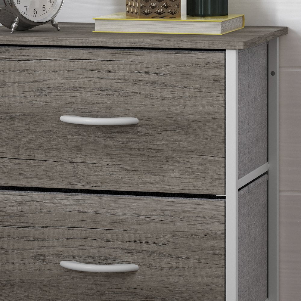 4 Drawer Dresser Storage Organizer, Light Natural Drawers/White Frame