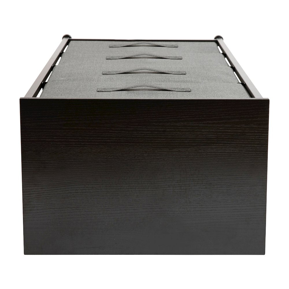 4 Drawer Wood Top BlackFrame Vertical Storage Dresser with Dark Gray Drawers