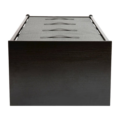 4 Drawer Wood Top BlackFrame Vertical Storage Dresser with Dark Gray Drawers