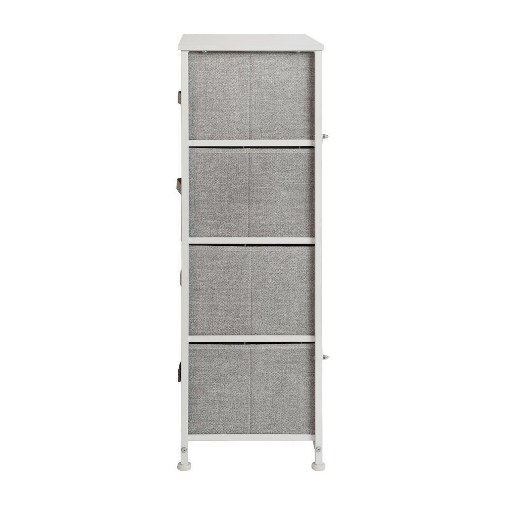 4 Drawer Wood Top WhiteFrame Vertical Storage Dresser with Light Gray Drawers