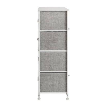 4 Drawer Wood Top WhiteFrame Vertical Storage Dresser with Light Gray Drawers