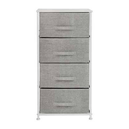 4 Drawer Wood Top WhiteFrame Vertical Storage Dresser with Light Gray Drawers