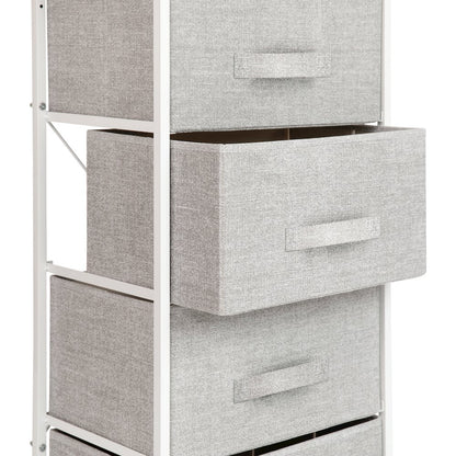 4 Drawer Wood Top WhiteFrame Vertical Storage Dresser with Light Gray Drawers