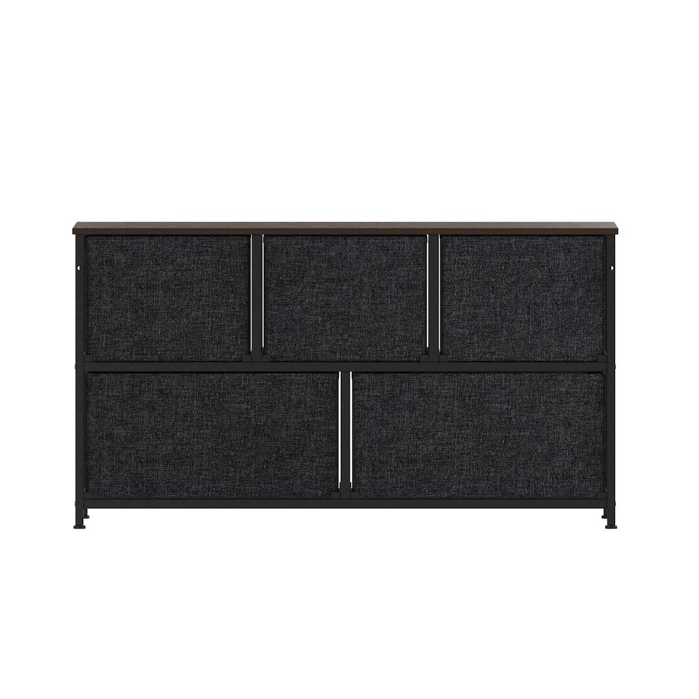 5 Drawer Dresser Storage Organizer, Brown Drawers/Black Frame
