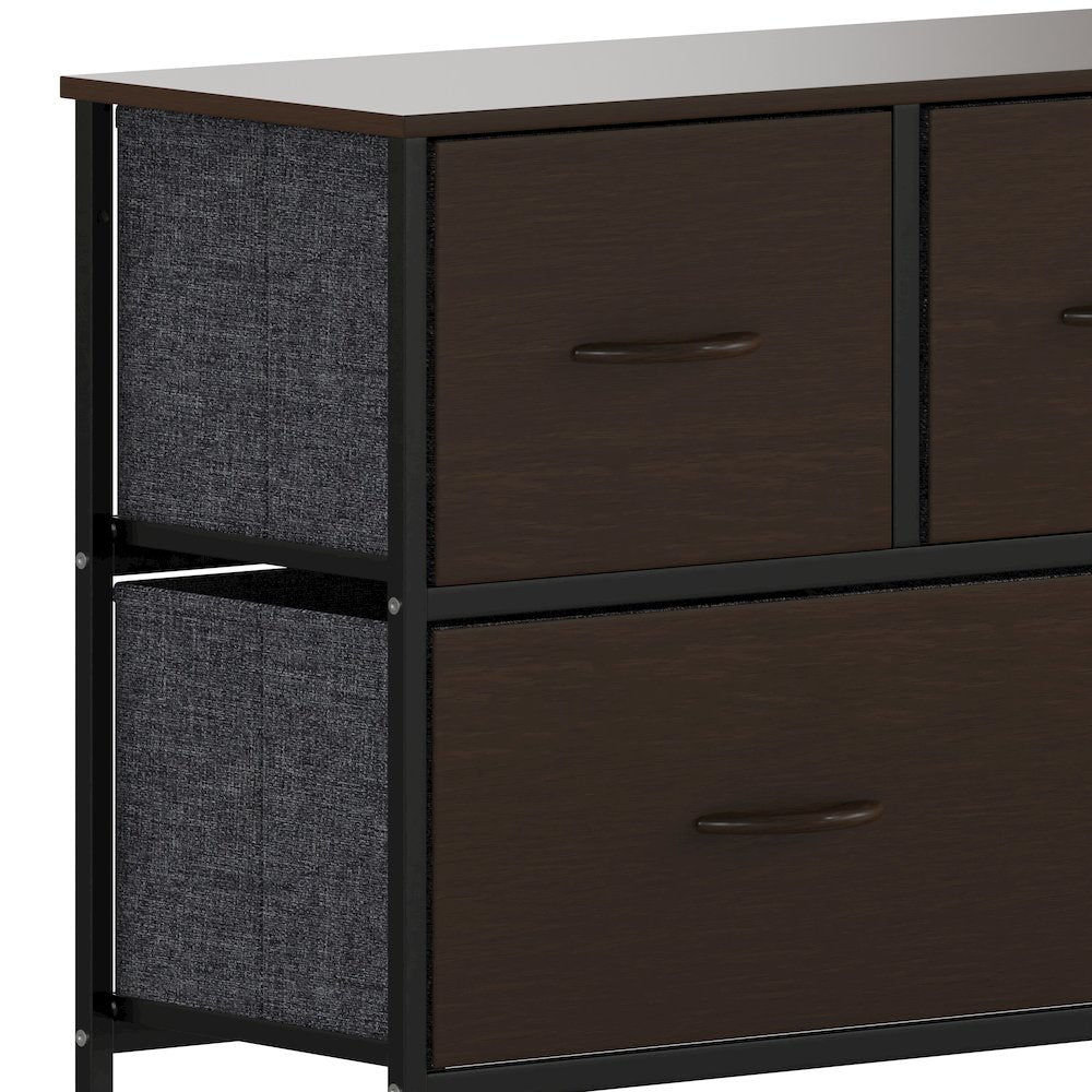 5 Drawer Dresser Storage Organizer, Brown Drawers/Black Frame