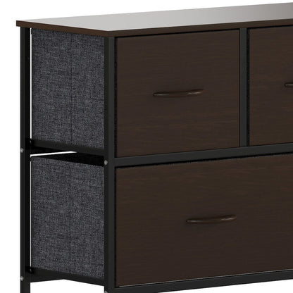 5 Drawer Dresser Storage Organizer, Brown Drawers/Black Frame