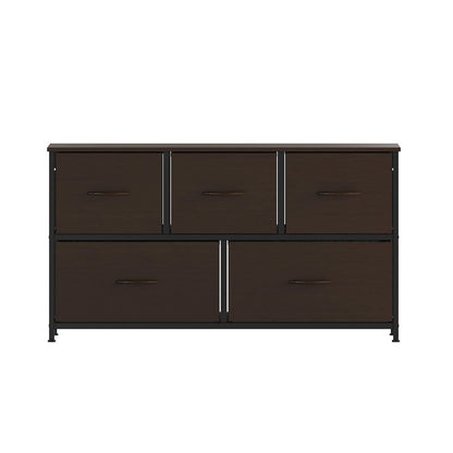 5 Drawer Dresser Storage Organizer, Brown Drawers/Black Frame