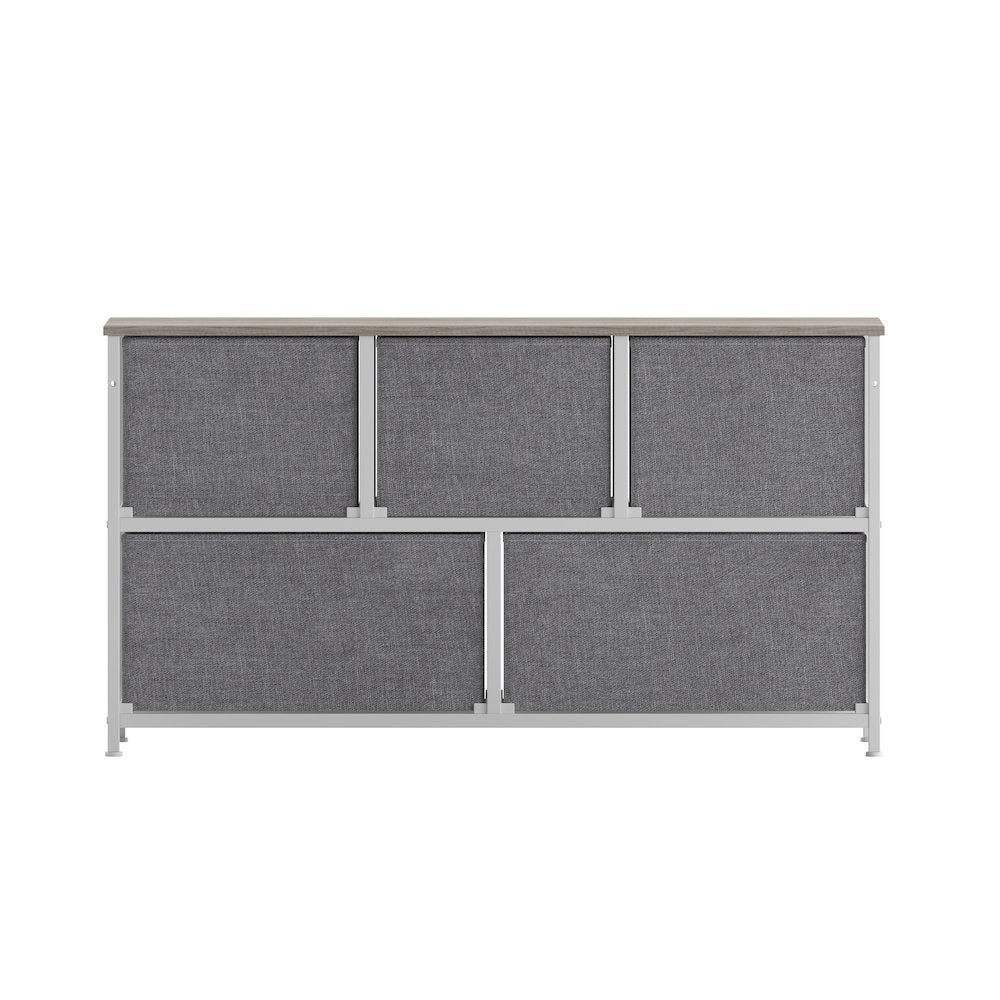 5 Drawer Dresser Storage Organizer, Light Natural Drawers/White Frame