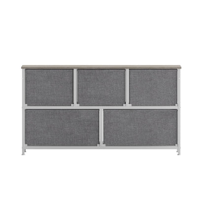 5 Drawer Dresser Storage Organizer, Light Natural Drawers/White Frame