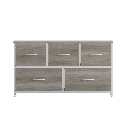 5 Drawer Dresser Storage Organizer, Light Natural Drawers/White Frame