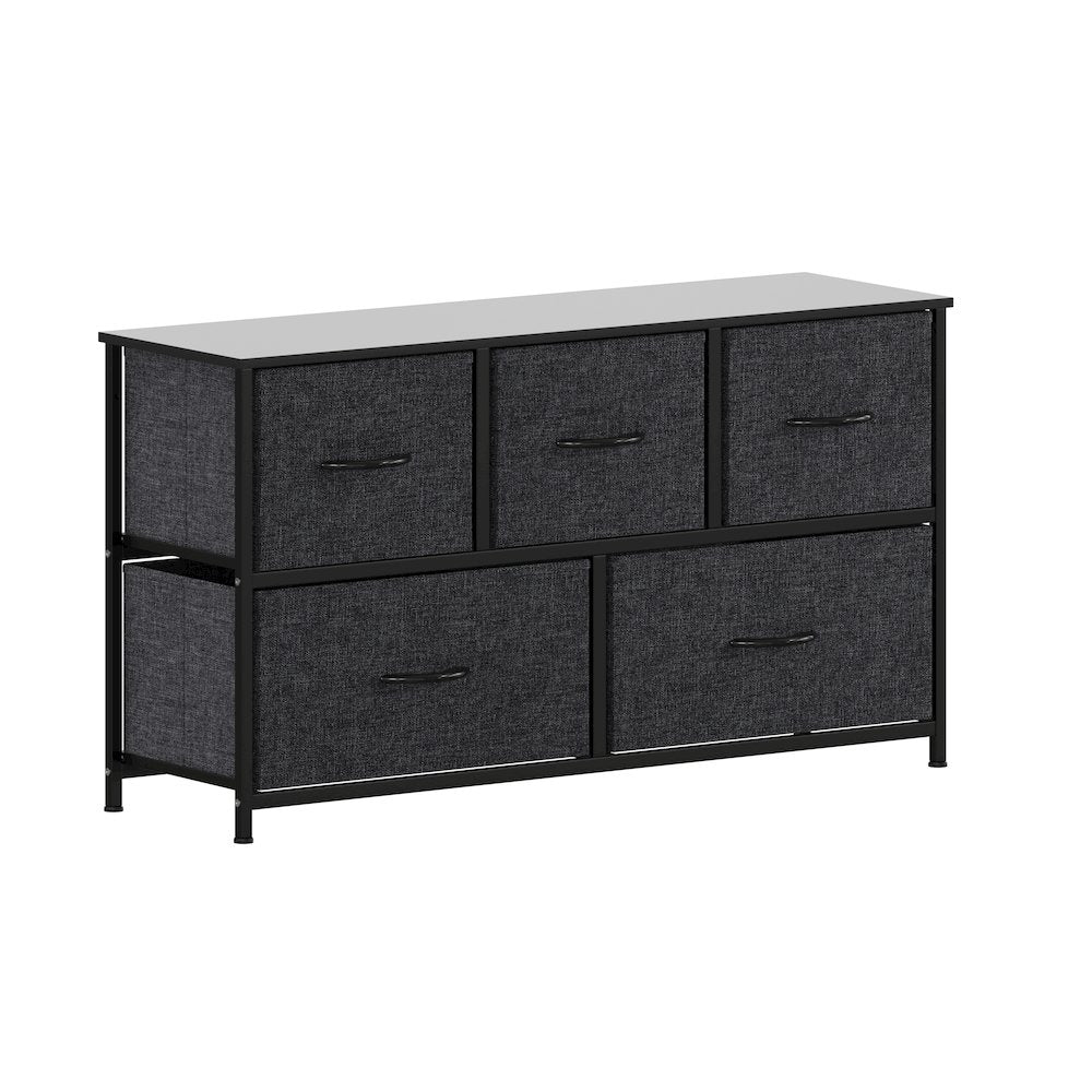 5 Drawer Dresser Storage Organizer, Black Drawers/Black Frame