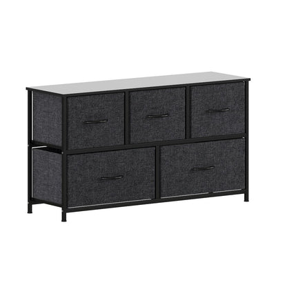5 Drawer Dresser Storage Organizer, Black Drawers/Black Frame