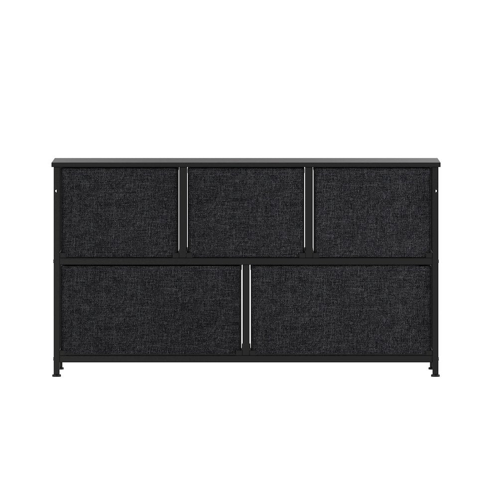 5 Drawer Dresser Storage Organizer, Black Drawers/Black Frame