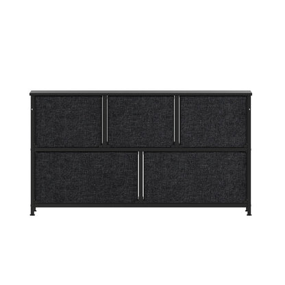 5 Drawer Dresser Storage Organizer, Black Drawers/Black Frame