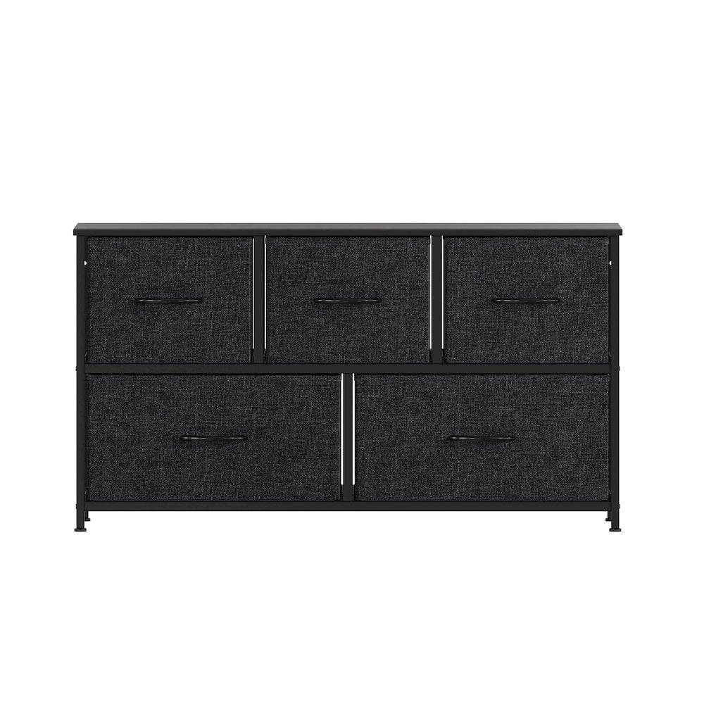 5 Drawer Dresser Storage Organizer, Black Drawers/Black Frame