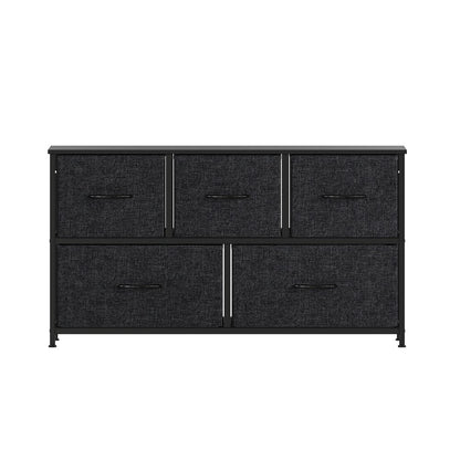 5 Drawer Dresser Storage Organizer, Black Drawers/Black Frame