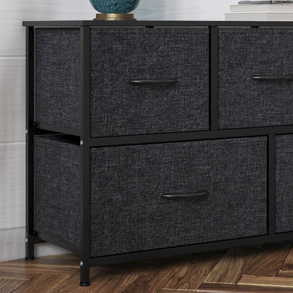 5 Drawer Dresser Storage Organizer, Black Drawers/Black Frame