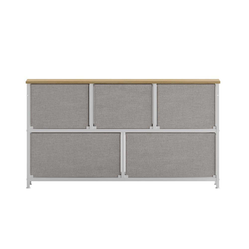 5 Drawer Dresser Storage Organizer, Beige Drawers/White Frame