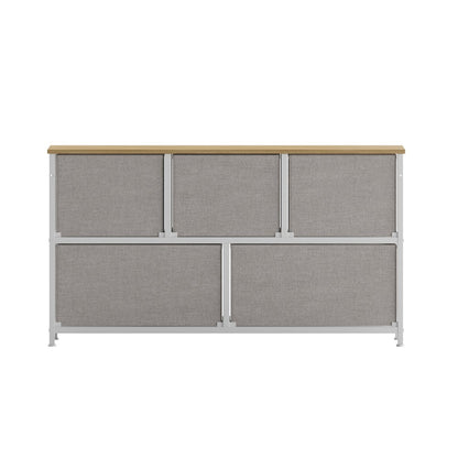 5 Drawer Dresser Storage Organizer, Beige Drawers/White Frame