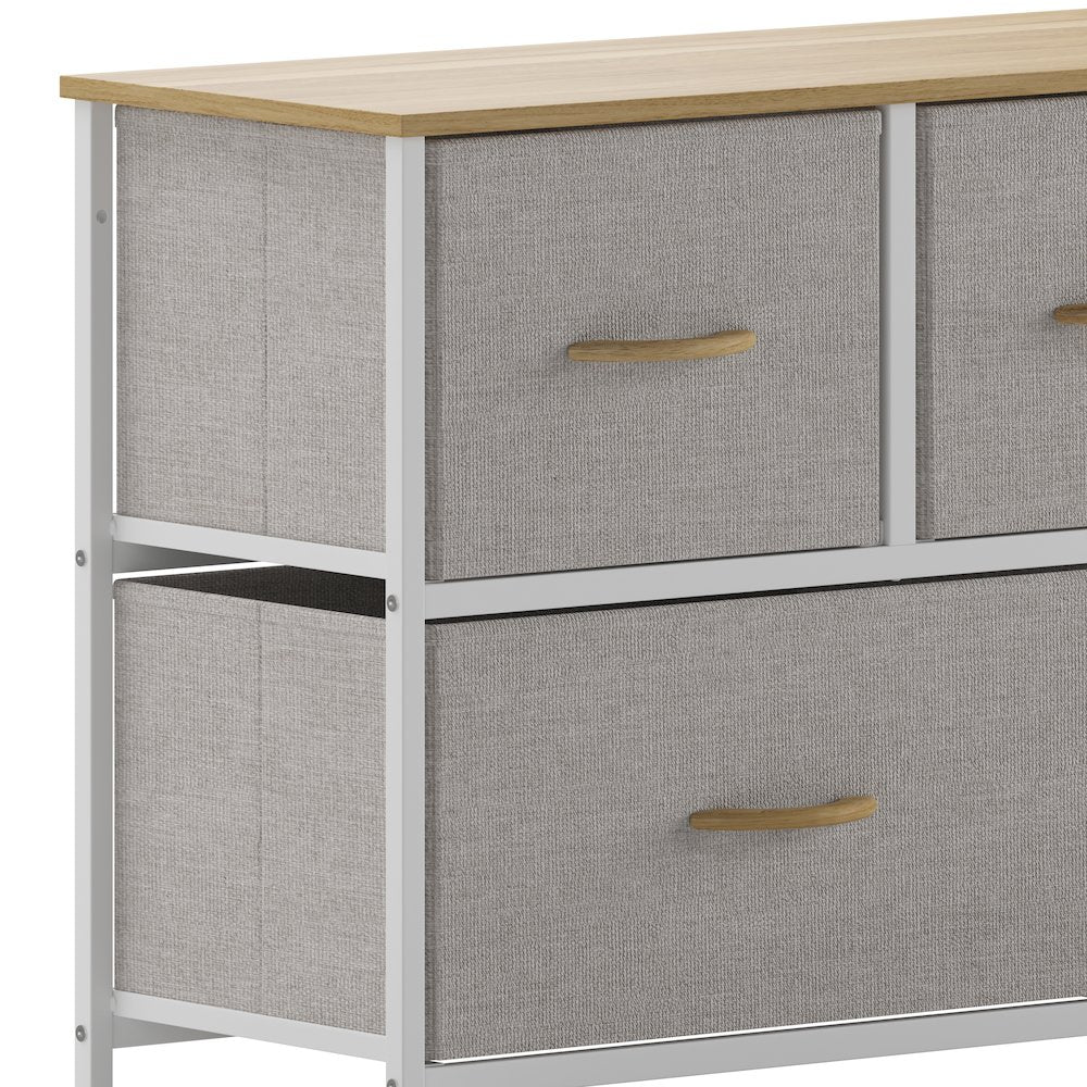 5 Drawer Dresser Storage Organizer, Beige Drawers/White Frame
