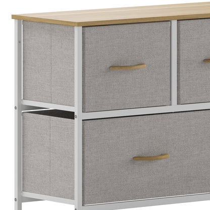5 Drawer Dresser Storage Organizer, Beige Drawers/White Frame