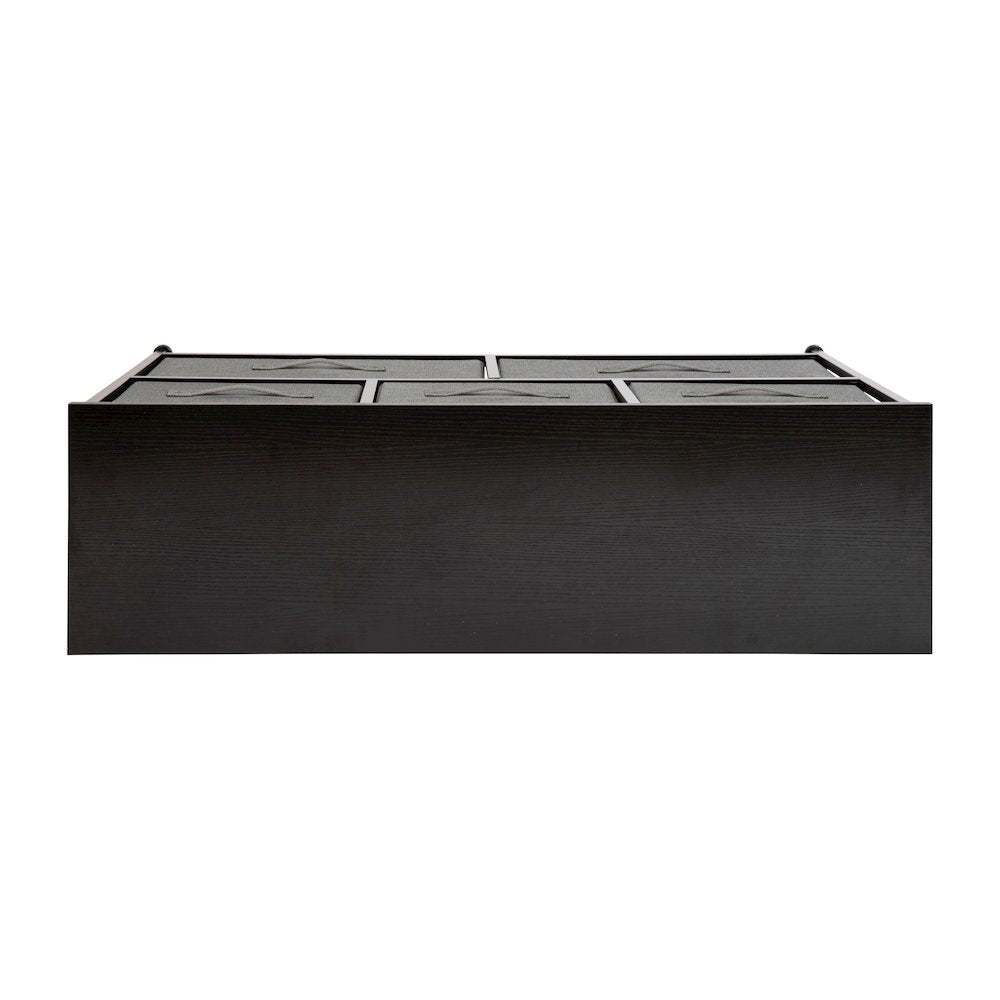 5 Drawer Wood Top BlackFrame Vertical Storage Dresser with Dark Gray Drawers