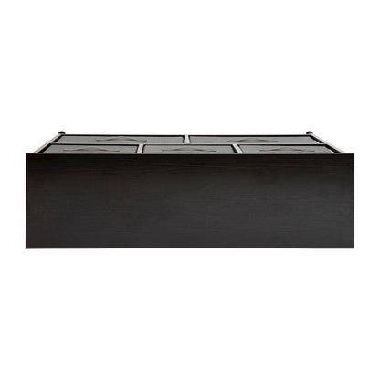 5 Drawer Wood Top BlackFrame Vertical Storage Dresser with Dark Gray Drawers