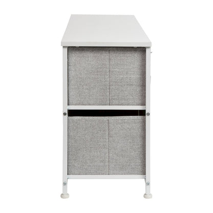 5 Drawer Wood Top WhiteFrame Vertical Storage Dresser with Light Gray Drawers