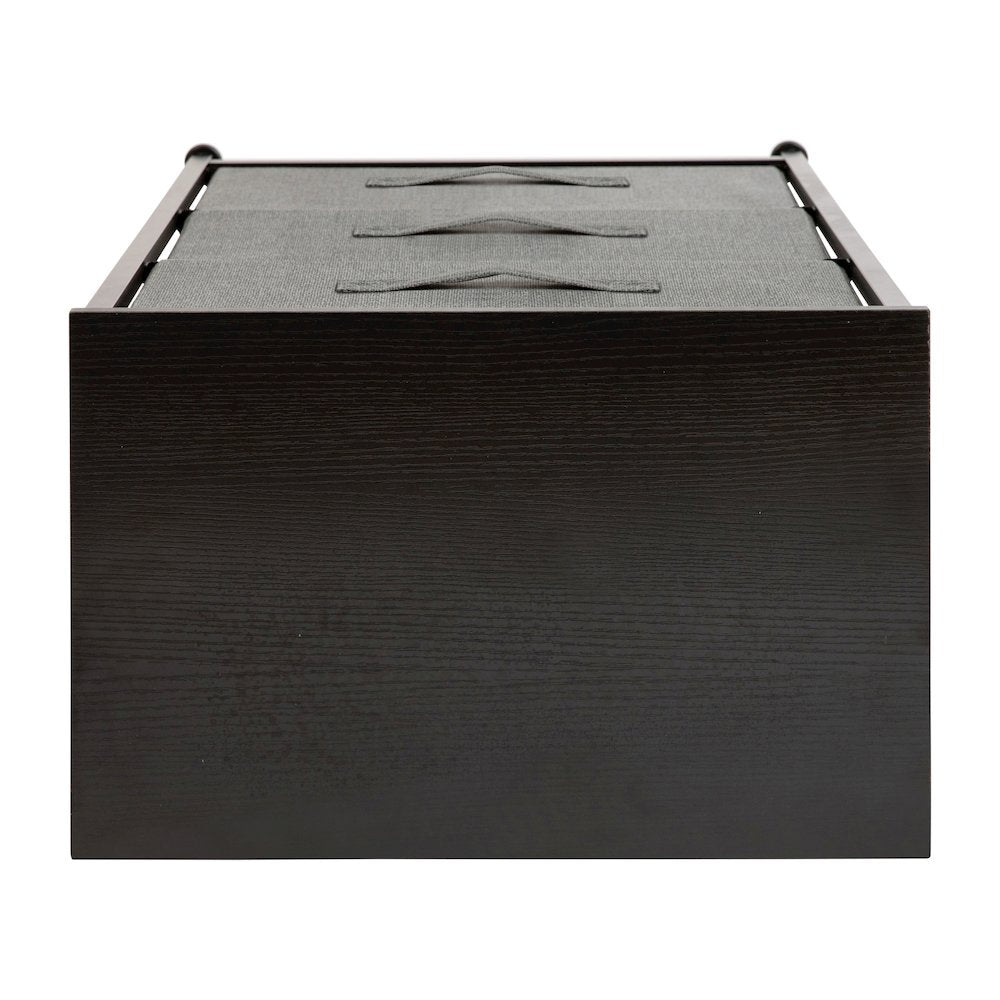 3 Drawer Wood Top BlackFrame Vertical Storage Dresser with Dark Gray Drawers