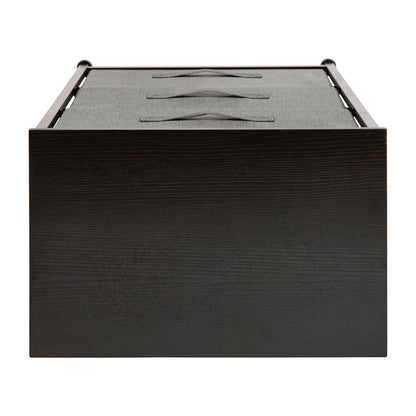 3 Drawer Wood Top BlackFrame Vertical Storage Dresser with Dark Gray Drawers