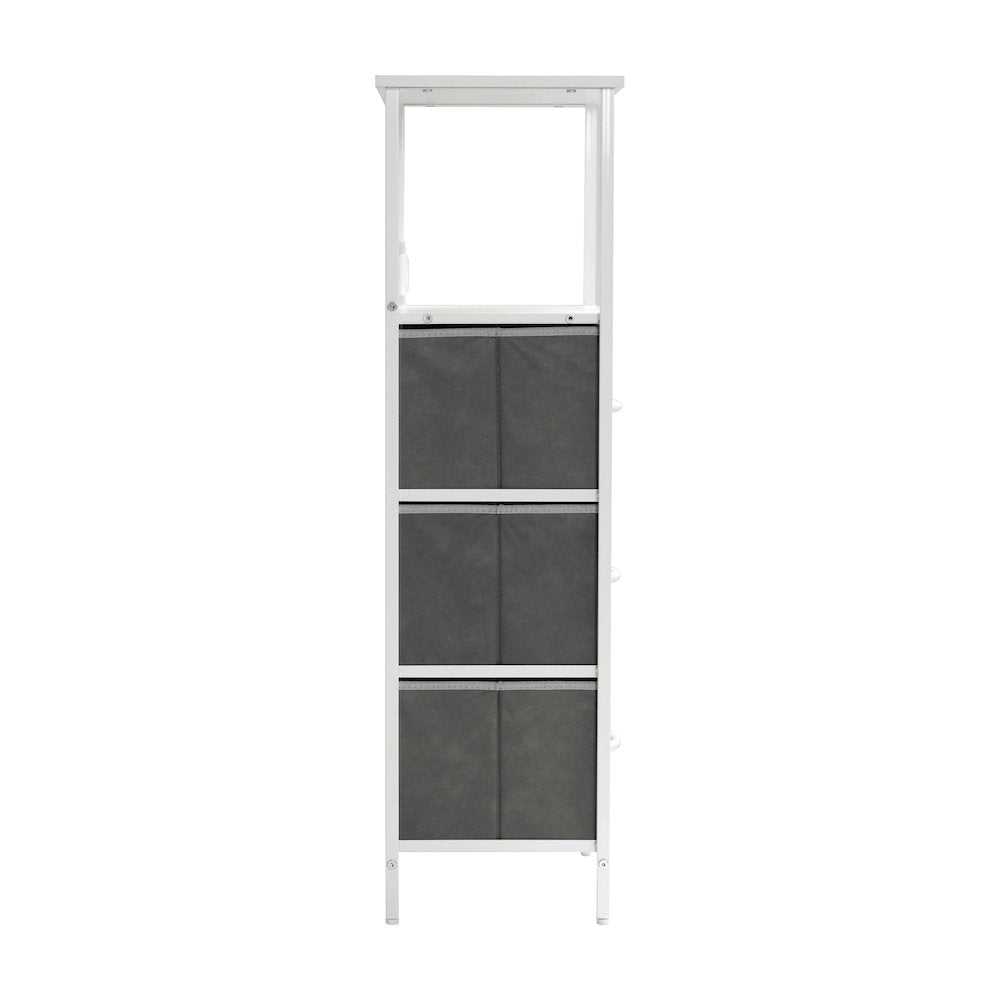 3 Drawer Nightstand with Charging Station, 2 USB Ports, White Metal Frame